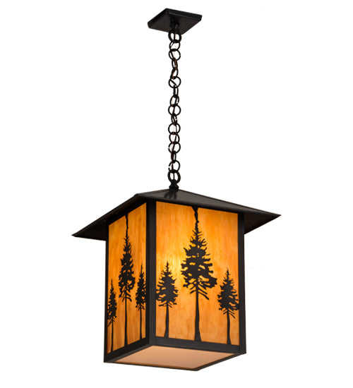 Meyda Lighting Great Pines 23" Craftsman Brown Pendant Light With Ambra Siena Idalight Shade Glass