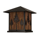 Meyda Lighting Great Pines 25" Craftsman Brown Outdoor Pier Mount Light With Ambra Siena Idalight Shade Glass