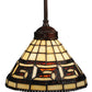 Meyda Lighting Greek Key 8" Mini Pendant Light With Amber Shade Glass