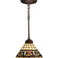 Meyda Lighting Greek Key 8" Mini Pendant Light With Amber Shade Glass