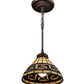 Meyda Lighting Greek Key 8" Mini Pendant Light With Amber Shade Glass