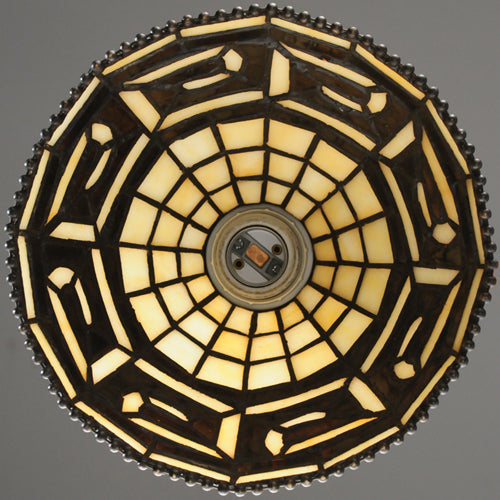 Meyda Lighting Greek Key 8" Mini Pendant Light With Amber Shade Glass