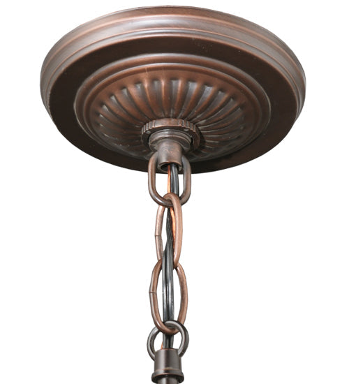 Meyda Lighting Greek Key 8" Mini Pendant Light With Amber Shade Glass