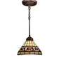 Meyda Lighting Greek Key 8" Mini Pendant Light With Amber Shade Glass