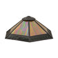 Meyda Lighting Greek Key Mission 19" Craftsman Brown Frame With Green & Beige Iridescent Shade Glass