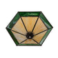 Meyda Lighting Greek Key Mission 19" Craftsman Brown Frame With Green & Beige Iridescent Shade Glass