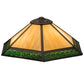 Meyda Lighting Greek Key Mission 19" Craftsman Brown Frame With Green & Beige Iridescent Shade Glass