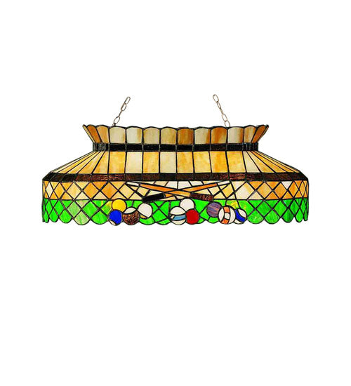 Meyda Lighting Green Billiard 32" 6-Light Mahogaany Bronze Island Pendant Light With Multi-Colored Shade Glass