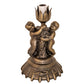 Meyda Lighting Green Tiffany Pond Lily 13" Antique Brass Twin Cherub Table Lamp With Green Shade Glass