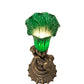 Meyda Lighting Green Tiffany Pond Lily 13" Antique Brass Twin Cherub Table Lamp With Green Shade Glass