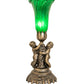 Meyda Lighting Green Tiffany Pond Lily 13" Antique Brass Twin Cherub Table Lamp With Green Shade Glass