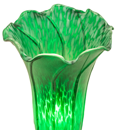 Meyda Lighting Green Tiffany Pond Lily 13" Antique Brass Twin Cherub Table Lamp With Green Shade Glass