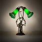 Meyda Lighting Green Tiffany Pond Lily 17" 2-Light Mahogany Bronze Trellis Girl Table Lamp With Green Shade Glass