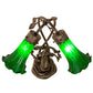 Meyda Lighting Green Tiffany Pond Lily 17" 2-Light Mahogany Bronze Trellis Girl Table Lamp With Green Shade Glass