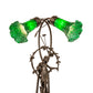 Meyda Lighting Green Tiffany Pond Lily 17" 2-Light Mahogany Bronze Trellis Girl Table Lamp With Green Shade Glass