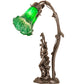 Meyda Lighting Green Tiffany Pond Lily 17" 2-Light Mahogany Bronze Trellis Girl Table Lamp With Green Shade Glass