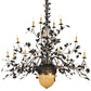 Meyda Lighting Greenbriar Oak 100" 19-Light Dark Burnished Antique Copper Chandelier With Beige & Brown Shade Glass