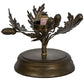 Meyda Lighting Greenbriar Oak 12" Antique Copper Mini Table Lamp With Autumn Green and Bark Brown Shade Glass