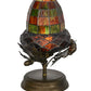 Meyda Lighting Greenbriar Oak 12" Antique Copper Mini Table Lamp With Autumn Green and Bark Brown Shade Glass