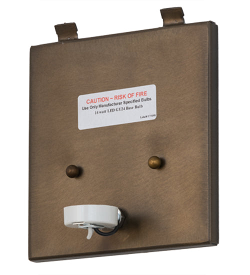 Meyda Lighting Greenbriar Oak 12" Antique Copper Wall Sconce With Beige and Brown Shade Glass