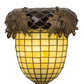 Meyda Lighting Greenbriar Oak 12" Antique Copper Wall Sconce With Beige and Brown Shade Glass