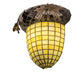 Meyda Lighting Greenbriar Oak 12" Antique Copper Wall Sconce With Beige and Brown Shade Glass