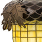 Meyda Lighting Greenbriar Oak 12" Antique Copper Wall Sconce With Beige and Brown Shade Glass