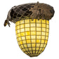 Meyda Lighting Greenbriar Oak 12" Antique Copper Wall Sconce With Beige and Brown Shade Glass
