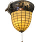 Meyda Lighting Greenbriar Oak 13" 2-Light Antique Copper Wall Sconce With Amber and Beige Shade Glass