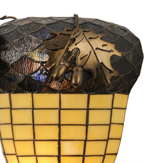 Meyda Lighting Greenbriar Oak 13" 2-Light Antique Copper Wall Sconce With Amber and Beige Shade Glass