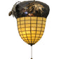 Meyda Lighting Greenbriar Oak 13" 2-Light Antique Copper Wall Sconce With Amber and Beige Shade Glass