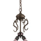 Meyda Lighting Greenbriar Oak 14" 2-Light Tyler Bronze Inverted Pendant Light With Autumn Beige & Bark Brown Shade Glass