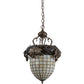 Meyda Lighting Greenbriar Oak 14" 2-Light Tyler Bronze Inverted Pendant Light With Autumn Beige & Bark Brown Shade Glass