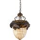 Meyda Lighting Greenbriar Oak 14" 2-Light Tyler Bronze Inverted Pendant Light With Autumn Beige & Bark Brown Shade Glass
