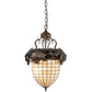 Meyda Lighting Greenbriar Oak 14" 2-Light Tyler Bronze Inverted Pendant Light With Autumn Beige & Bark Brown Shade Glass