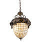 Meyda Lighting Greenbriar Oak 14" 2-Light Tyler Bronze Inverted Pendant Light With Autumn Beige & Bark Brown Shade Glass