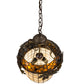 Meyda Lighting Greenbriar Oak 14" 2-Light Tyler Bronze Inverted Pendant Light With Autumn Beige & Bark Brown Shade Glass