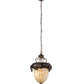 Meyda Lighting Greenbriar Oak 14" 2-Light Tyler Bronze Inverted Pendant Light With Autumn Beige & Bark Brown Shade Glass