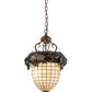 Meyda Lighting Greenbriar Oak 14" 2-Light Tyler Bronze Inverted Pendant Light With Autumn Beige & Bark Brown Shade Glass