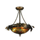 Meyda Lighting Greenbriar Oak 16" 3-Light Antique Copper Semi-flush Mount Light With Multi-Colored Shade Glass