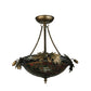 Meyda Lighting Greenbriar Oak 16" 3-Light Antique Copper Semi-flush Mount Light With Multi-Colored Shade Glass