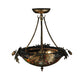 Meyda Lighting Greenbriar Oak 16" 3-Light Antique Copper Semi-flush Mount Light With Multi-Colored Shade Glass