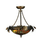 Meyda Lighting Greenbriar Oak 16" 3-Light Antique Copper Semi-flush Mount Light With Multi-Colored Shade Glass