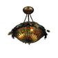 Meyda Lighting Greenbriar Oak 16" 3-Light Antique Copper Semi-flush Mount Light With Multi-Colored Shade Glass
