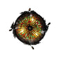 Meyda Lighting Greenbriar Oak 16" 3-Light Antique Copper Semi-flush Mount Light With Multi-Colored Shade Glass