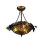 Meyda Lighting Greenbriar Oak 16" 3-Light Antique Copper Semi-flush Mount Light With Multi-Colored Shade Glass