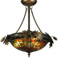 Meyda Lighting Greenbriar Oak 16" 3-Light Antique Copper Semi-flush Mount Light With Multi-Colored Shade Glass