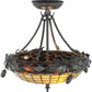Meyda Lighting Greenbriar Oak 16" 3-Light Timeless Bronze Semi-flush Mount Ceiling Light With Beige and Bark Brown Shade Glass