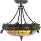 Meyda Lighting Greenbriar Oak 16" 3-Light Timeless Bronze Semi-flush Mount Ceiling Light With Beige and Bark Brown Shade Glass