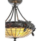 Meyda Lighting Greenbriar Oak 16" 3-Light Timeless Bronze Semi-flush Mount Ceiling Light With Beige and Bark Brown Shade Glass